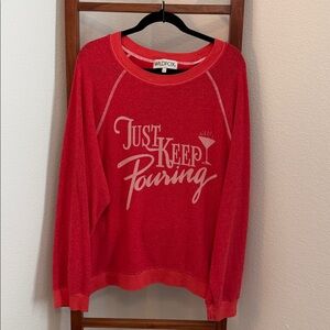 🍸 Wildfox Just Keep Pouring Cocktail Red Sweatshirt 🍸Size Large
